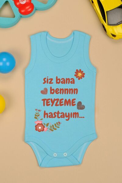 bebetospik Cotton I'm Sick with My Aunt Printed Snap Bodysuit
