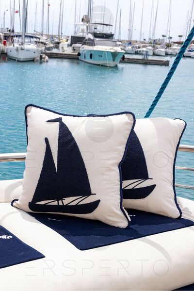 Ersperto Husă de pernă brodata cu model de pumn de caiac din seria Marine 1 b...