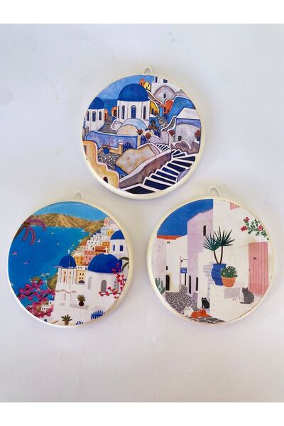 ZeyMin Art Santorini 3lü Duvar Süsü