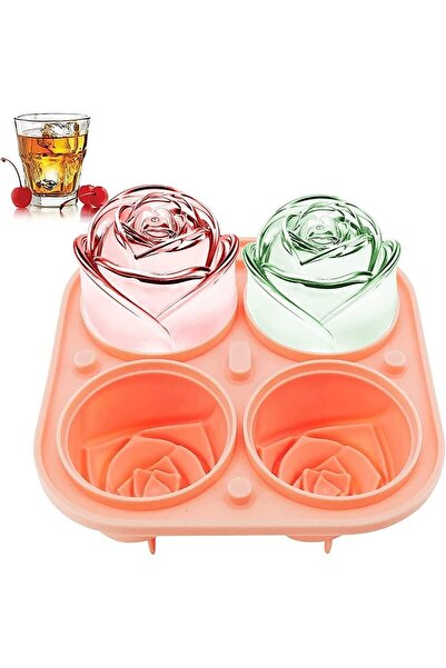 SAVORYHOME 3d Gül Buz Kalıpları 2.5 Inç, Büyük Buz Küp Tepsiler, 4 Dev Sevimli Çiçek Şekli Buz Yapmak