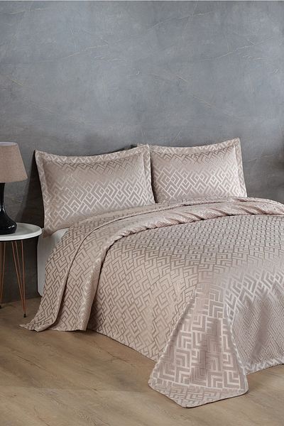 BİRHOME Двойно покривало Estila Jacquard Chenille (бежово)