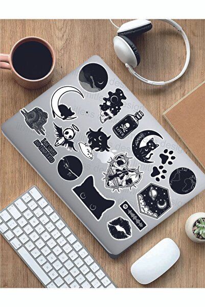 Limitless Design Black and White Temalı Laptop Tablet Defter Araba Motor stic...