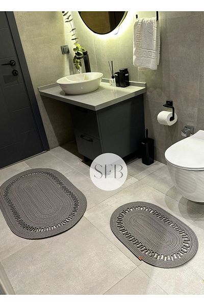 HomeTurko Σετ 2 τεμαχίων από γιούτα, ψάθινο σετ πατάκι μπάνιου, σετ σφουγγαρίστρας που πλένεται, οικιακό δώρο, σφουγγαρίστρα προίκας