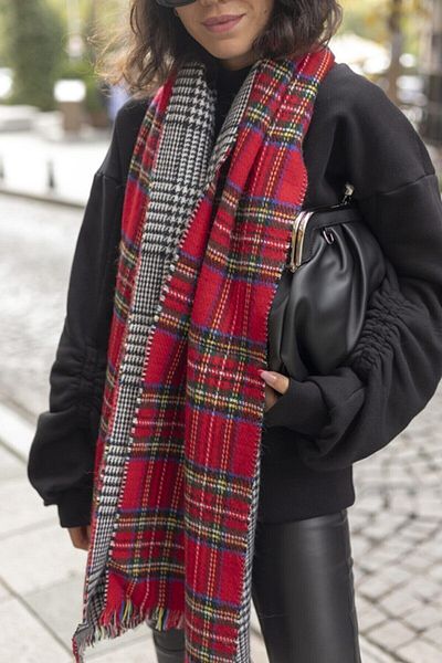 çiğdem eşarp Double Sided Scottish Shawl Scarf Double Sided Scottish Scarf