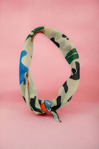 pistore Κρέμα Pop-art με μοτίβο Bandana Πολύχρωμο Φουλάρι Νέας σεζόν Αξεσουάρ μαλλιών