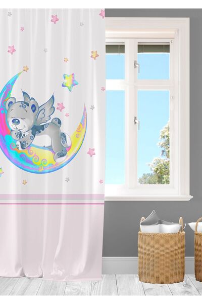 Ardizayn Ursuleț drăguț, țesătură din catifea, imprimat digital, perdea de fundal pentru copii cu aripi duble