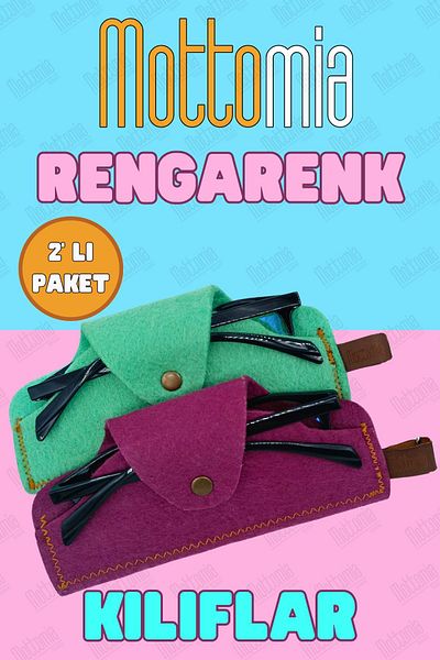 mottomia Purple and Green Double Color Felt - 100% Handmade Sun and Reading Glasses Case