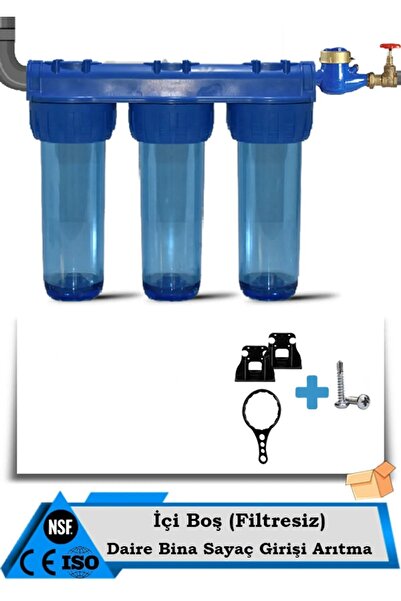 WaterMelon Daire Bina Sayaç Girişi 10" Inc 3 Aşama Su Arıtma Ve Yumuşatma Sis...