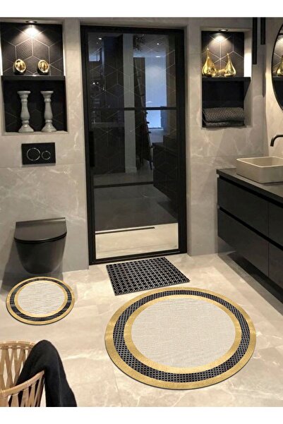 Ardizayn Aronya - Cream, Cotton Woven Base Round Bath Rug (100x100-60x60-40x6...