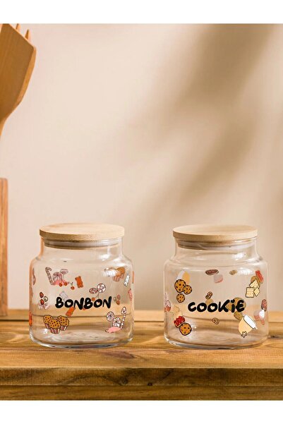 LC Waikiki LCW HOME 2 Pieces Storage Container with Wooden Lid 635 ml