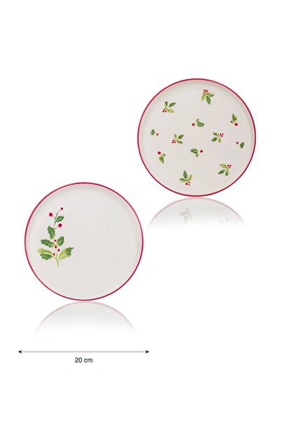 LC Waikiki LCW HOME Baskılı Seramik Pasta Tabağı 4'lü 20 Cm