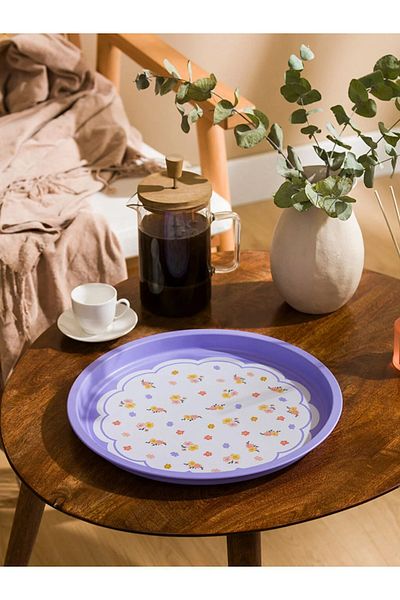LC Waikiki LCW HOME Floral Printed Metal Tray 34 Cm
