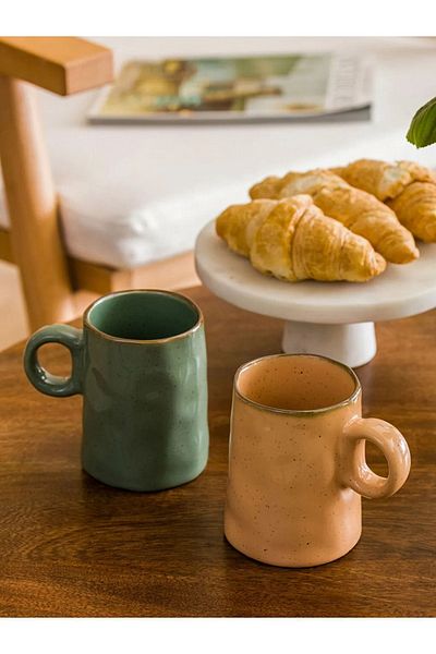 LC Waikiki Lcw Home Mixed Printed Handmade Ceramic 2-Pack Mug 355 ml