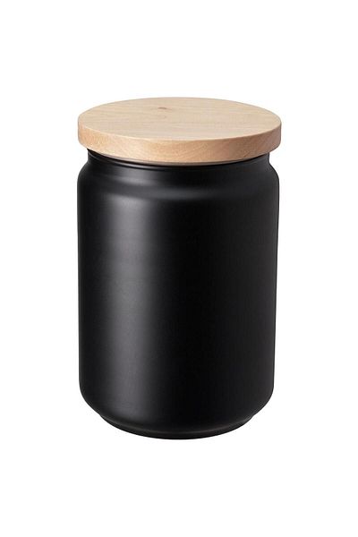 IKEA Tea Coffee Jar, Black Color MeridianDukkan 1 lt Black Glass-Bamboo Lid