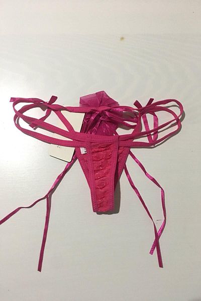 Nana & Mayka Moda Rose Low-Cut Double Elastic Fuchsia String Thong Panties S-M-L Standard