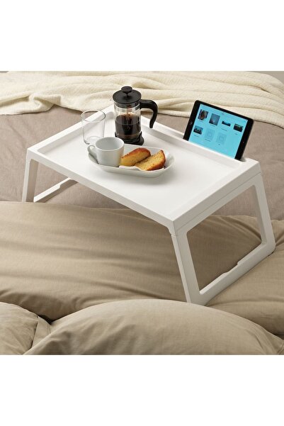 IKEA Yatak Tepsisi 56x36x26 Cm Beyaz Renk Meridyendukkan Katlanabilir Tv Tepsisi