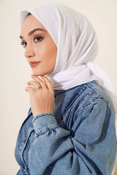 m moon scarf White Premium Bamboo Crochet Scarf