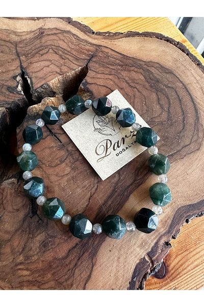 parze doğaltaş Agate and Labradorite Mossy Bracelet