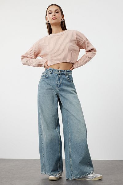 Trendyol Collection Powder Super Crop Basic Strickpullover TWOAW23KZ01068
