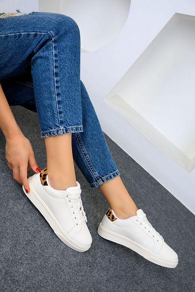 SOHO Damen Sneakers Weiß-Leopard 14395