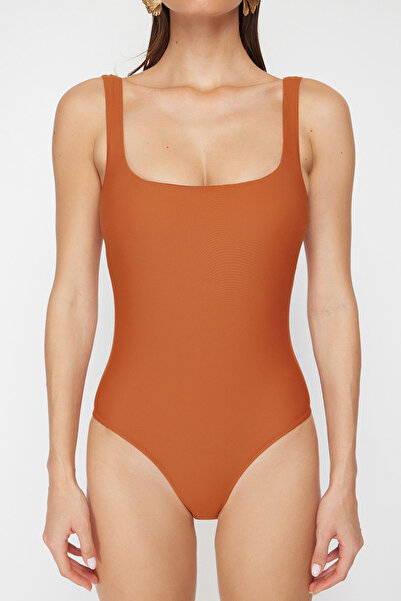Trendyol Collection Brick Colored Square Collar Swimsuit - Tbess22Ma0005