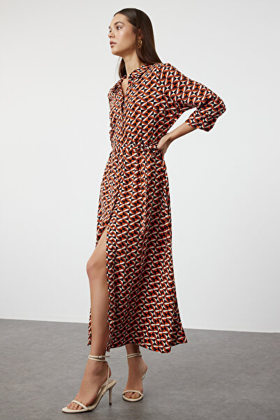 Trendyol Collection Geometric Patterned Colorful Woven Shirt Dress - TWOSS24EL01113
