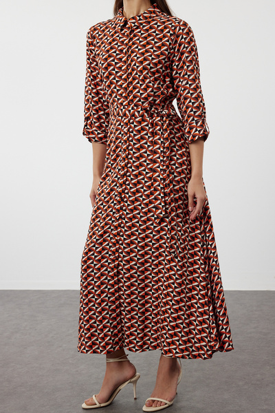 Trendyol Collection Geometric Patterned Colorful Woven Shirt Dress - TWOSS24EL01113