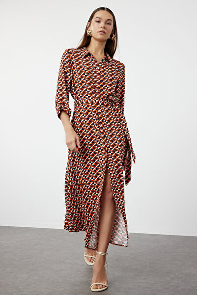 Trendyol Collection Geometric Patterned Colorful Woven Shirt Dress - TWOSS24EL01113