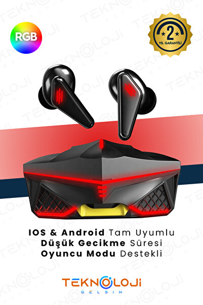 Teknoloji Gelsin Işıklı Kablosuz Bluetooth Kulaklık Oyuncu Kulaklığı Rgb Profesyonel Ses Kalitesi