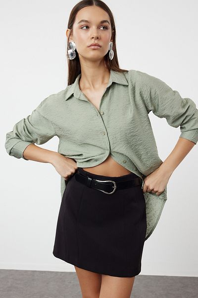 Trendyol Collection Oversize menta szőtt ing - széles szabású TWOSS24GO00226