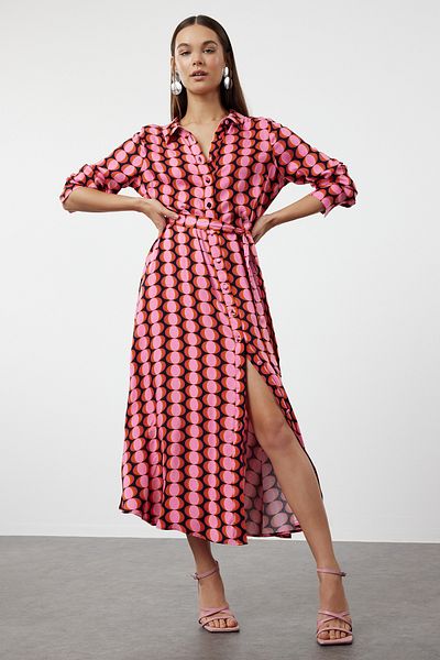 Trendyol Collection Retro mintás színes szőtt ingruha - TWOSS24EL01111