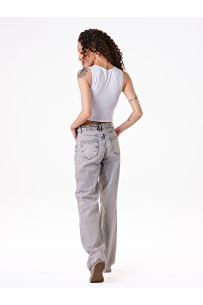 Novita Világoskék széles lábszárú farmernadrág - sápadt hatás