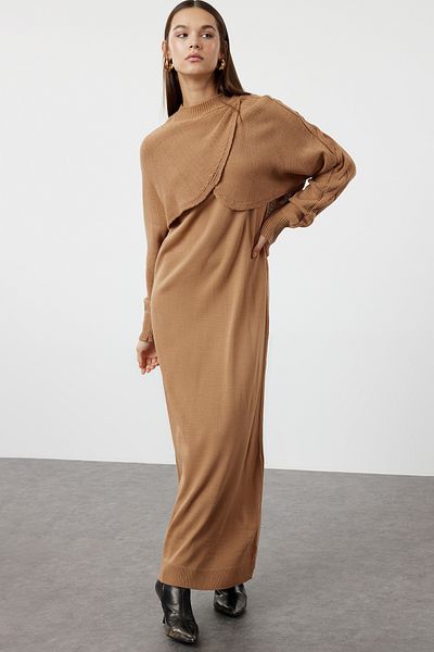 Trendyol Modest Σετ φόρεμα πλεκτών - Καφέ, Bolero Αναλυτικά TCTAW24US00038