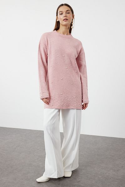 Trendyol Modest Strickpullover mit Perlendetail und getrockneten Rosen - TCTAW25AK00018