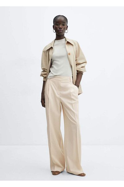 MANGO Woman Liyosel Trousers - Collet Detailed