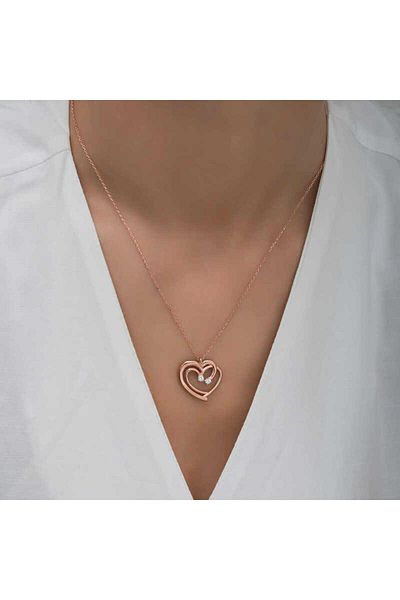adede 925 Sterling Silver Rose United Hearts Women's Necklace