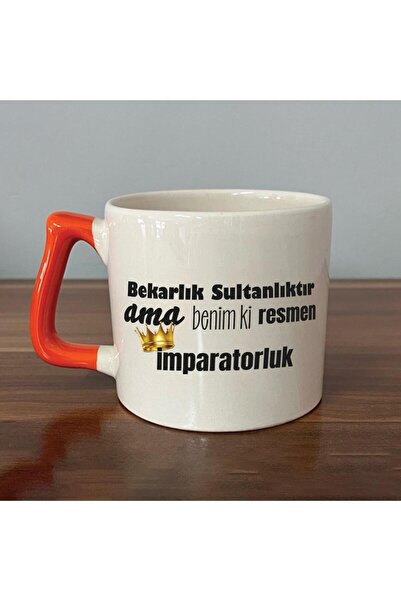 Kırtasiye Ofisi Bachelorship Is Sultanate but Printed Orange Handled D Mug