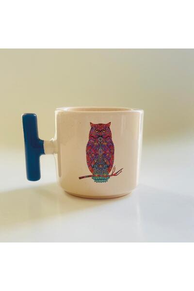 Kırtasiye Ofisi مج مطبوع بتصميم بومة ملونة بمقبض أزرق