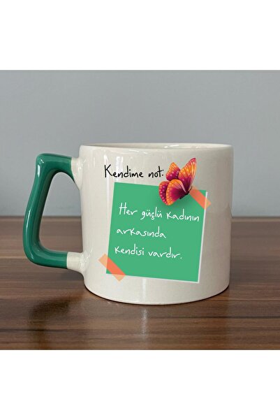 Kırtasiye Ofisi Kendime Not: Her Güçlü Kadının Arkasında Kendisi Vardır Yeşil...