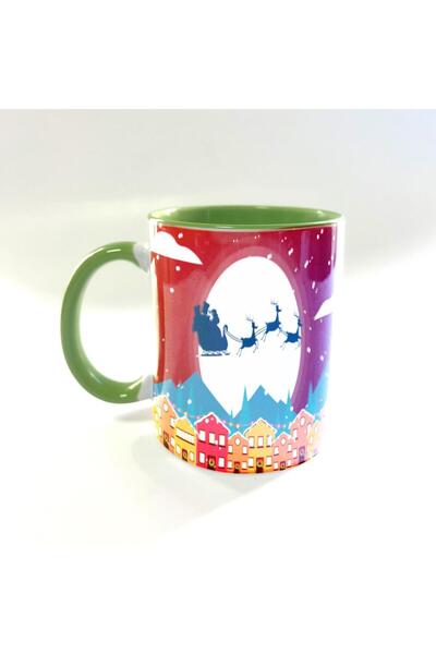 Kırtasiye Ofisi كوب رأس السنة الجديدة بتصميم مزلقة وحيوان الرنة باللون الأخضر...