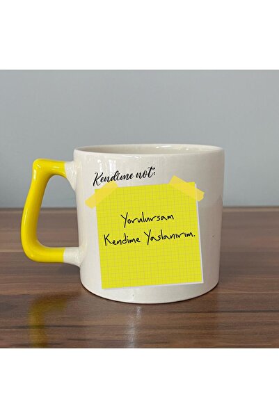 Kırtasiye Ofisi ملاحظة لنفسي: إذا تعبت، فأنا أستسلم لنفسي، كوب D بمقبض أصفر م...