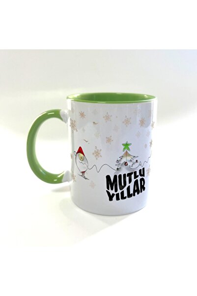 Kırtasiye Ofisi كوب كريسماس ميجا أخضر مطبوع عليه ندفة الثلج سنة جديدة سعيدة