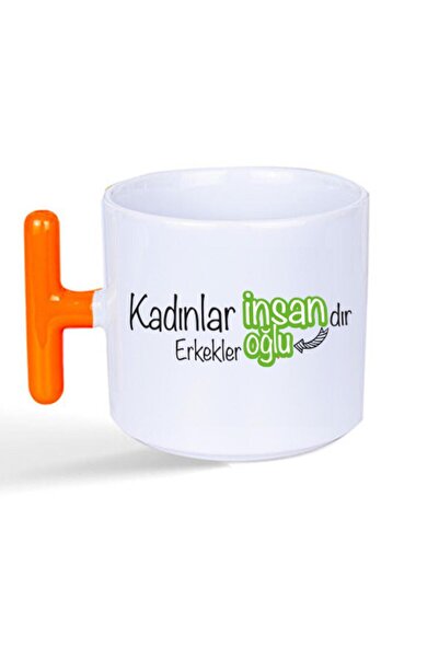 Kırtasiye Ofisi Women Are Human, Men's Human Globe Printed Women's Day Orange...