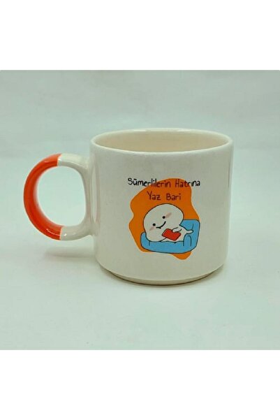 Kırtasiye Ofisi Summer Bari Printed P Mug with Orange Handle for the Sake of ...