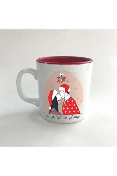 Kırtasiye Ofisi كوب أحمر متعدد السنة الجديدة مطبوع بالحب، ليس لمدة عام واحد ف...