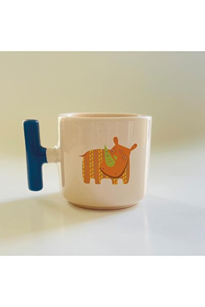 Kırtasiye Ofisi كوب تي بطبعة فرس النهر بمقبض أزرق