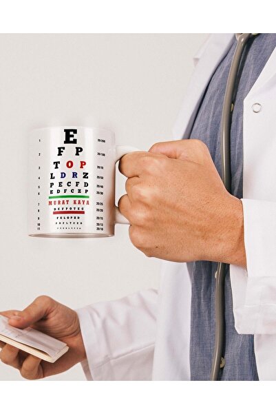 Kırtasiye Ofisi Göz Doktoru Isim Baskılı Tasarım Beyaz Kişiye Özel Kupa