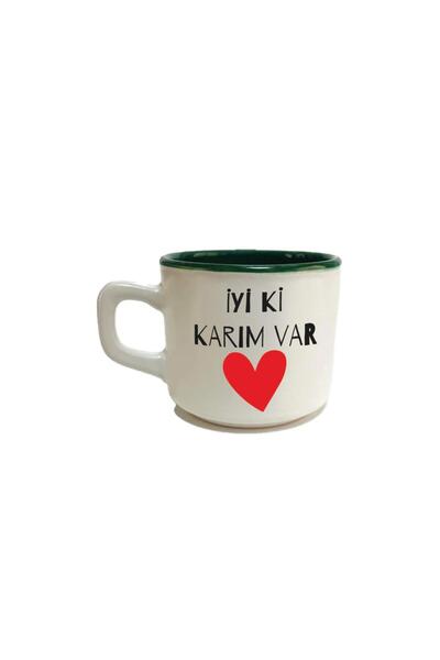 Kırtasiye Ofisi كأس عيد الحب فينوس باللون الأخضر مطبوع عليه "أنا سعيد لدي زوجة