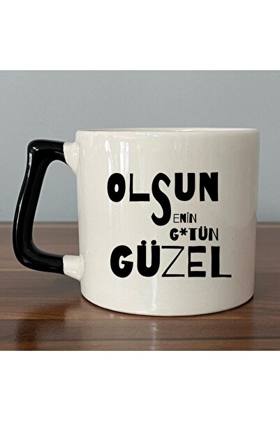 Kırtasiye Ofisi Olsun Senin G*tün Güzel Baskılı Siyah Kulplu D Kupa