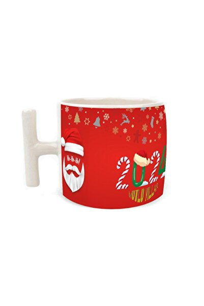 Kırtasiye Ofisi 2024 Noel Baba Tam Tur Baskılı Beyaz Kulplu T Yılbaşı Kupası